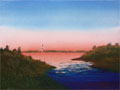 Captain Watercolor demonstrates painting Sunrises / Sunsets - How to paint the lighthouse