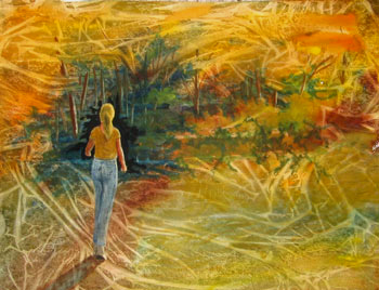 Live Watercolor Demonstratiom Of  A Girl In  Landscape